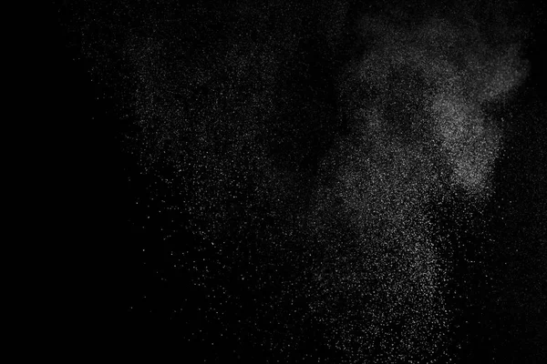 Freeze Motion White Particles Black Background Powder Explosion Abstract Dust — Stock Photo, Image