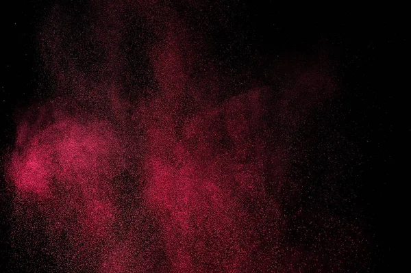 Magenta Proszku Wybuch Czarnym Tle Różowe Chmury Czerwony Pył Eksplodować — Zdjęcie stockowe