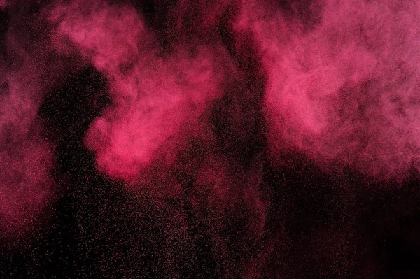 Explosión Polvo Magenta Sobre Fondo Negro Nube Rosa Polvo Rojo — Foto de Stock