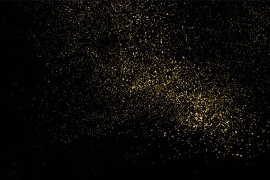 Altın glitter doku siyah izole. Amber parçacıklar renk. Kutlama arka plan. Altın patlama konfeti. Vektör çizim, eps 10.