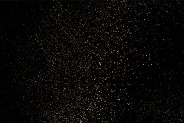 Altın glitter doku siyah izole. Amber parçacıklar renk. Kutlama arka plan. Altın patlama konfeti. Vektör çizim, eps 10.