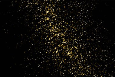 Altın glitter doku siyah izole. Amber parçacıklar renk. Kutlama arka plan. Altın patlama konfeti. Vektör çizim, eps 10.