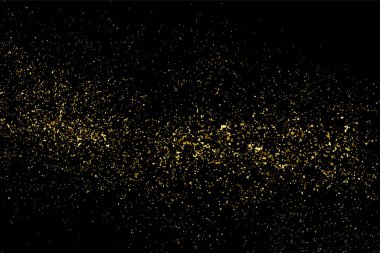 Altın glitter doku siyah izole. Amber parçacıklar renk. Kutlama arka plan. Altın patlama konfeti. Vektör çizim, eps 10.