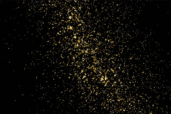 Gold Glitzertextur Isoliert Auf Schwarz Bernstein Teilchen Farbe Feierlicher Hintergrund — Stockvektor