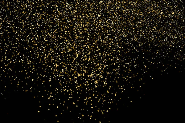 Textura Brillo Dorado Aislada Negro Partículas Ámbar Color Fondo Celebración — Archivo Imágenes Vectoriales