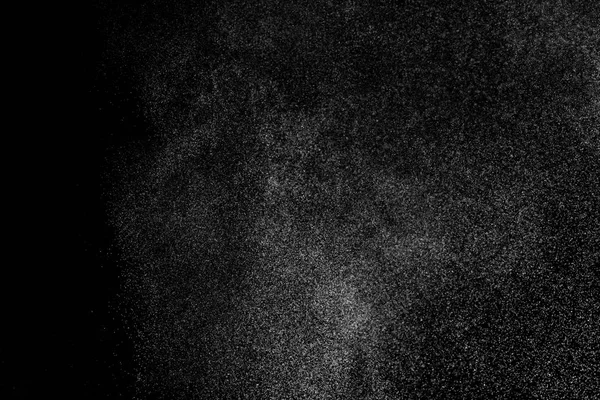 Abstrakt Stänk Vatten Svart Bakgrund Frys Rörelse Vita Partiklar Regn — Stockfoto