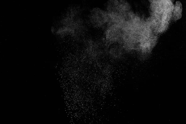 Πάγωμα Κίνησης Λευκών Σωματιδίων Μαύρο Φόντο Έκρηξη Αφηρημένη Υφή Επικάλυψης — Φωτογραφία Αρχείου
