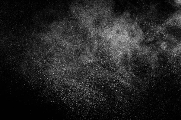 Freeze Motion White Particles Black Background Powder Explosion Abstract Dust — Stock Photo, Image