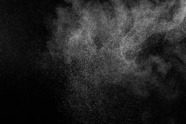 Freeze Motion White Particles Black Background Powder Explosion Abstract Dust — Stock Photo, Image