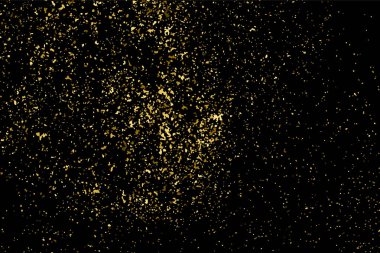 Altın glitter doku siyah izole. Amber parçacıklar renk. Kutlama arka plan. Altın patlama konfeti. Vektör çizim, eps 10.