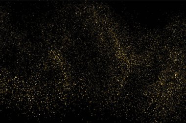 Altın glitter doku siyah izole. Amber parçacıklar renk. Kutlama arka plan. Altın patlama konfeti. Vektör çizim, eps 10.