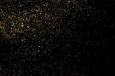 Altın glitter doku siyah izole. Amber parçacıklar renk. Kutlama arka plan. Altın patlama konfeti. Vektör çizim, eps 10.