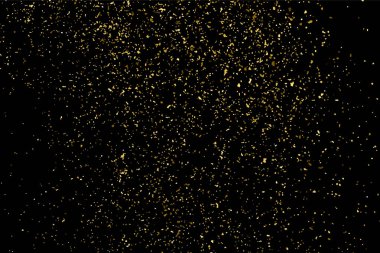 Altın glitter doku siyah izole. Amber parçacıklar renk. Kutlama arka plan. Altın patlama konfeti. Vektör çizim, eps 10.