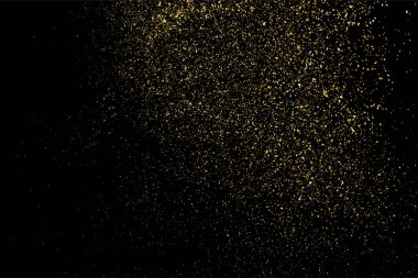 Altın glitter doku siyah izole. Amber parçacıklar renk. Kutlama arka plan. Altın patlama konfeti. Vektör çizim, eps 10.