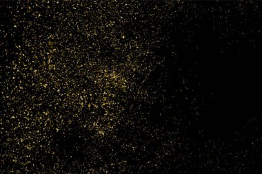 Altın glitter doku siyah izole. Amber parçacıklar renk. Kutlama arka plan. Altın patlama konfeti. Vektör çizim, eps 10.