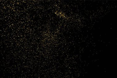 Altın glitter doku siyah izole. Amber parçacıklar renk. Kutlama arka plan. Altın patlama konfeti. Vektör çizim, eps 10.