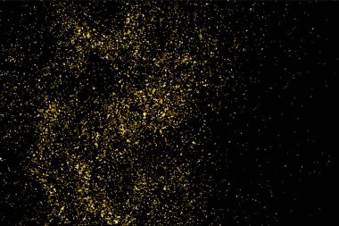 Altın glitter doku siyah izole. Amber parçacıklar renk. Kutlama arka plan. Altın patlama konfeti. Vektör çizim, eps 10.