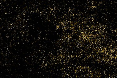 Altın glitter doku siyah izole. Amber parçacıklar renk. Kutlama arka plan. Altın patlama konfeti. Vektör çizim, eps 10.