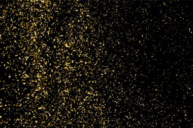 Altın glitter doku siyah izole. Amber parçacıklar renk. Kutlama arka plan. Altın patlama konfeti. Vektör çizim, eps 10.
