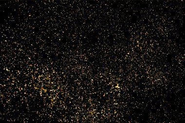 Altın glitter doku siyah izole. Amber parçacıklar renk. Kutlama arka plan. Altın patlama konfeti. Vektör çizim, eps 10.
