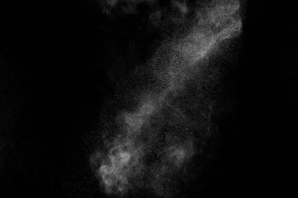 Freeze Motion White Particles Black Background Powder Explosion Abstract Dust — Stock Photo, Image