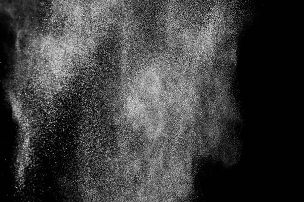 Freeze Motion White Particles Black Background Powder Explosion Abstract Dust — Stock Photo, Image