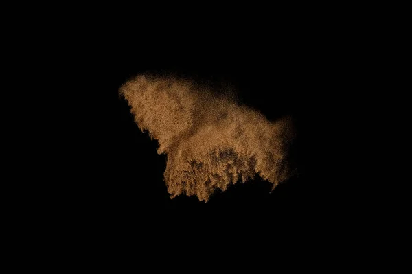 桑迪爆炸孤立在黑色背景 抽象的沙云 — 图库照片