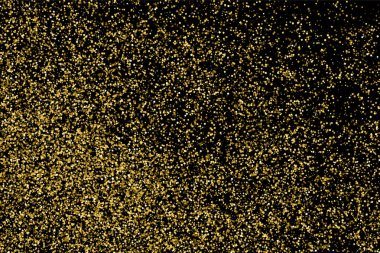 Altın glitter doku siyah izole. Amber parçacıklar renk. Kutlama arka plan. Altın patlama konfeti. Vektör çizim, eps 10.