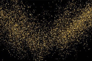 Altın glitter doku siyah izole. Amber parçacıklar renk. Kutlama arka plan. Altın patlama konfeti. Vektör çizim, eps 10.