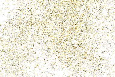 Altın glitter doku üzerinde beyaz izole. Amber renkli arka planı. Altın patlama konfeti. Vektör çizim, eps 10.