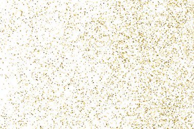 Altın glitter doku üzerinde beyaz izole. Amber renkli arka planı. Altın patlama konfeti. Vektör çizim, eps 10.