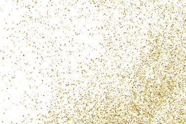 Altın glitter doku üzerinde beyaz izole. Amber renkli arka planı. Altın patlama konfeti. Vektör çizim, eps 10.
