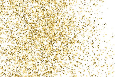 Altın glitter doku üzerinde beyaz izole. Amber renkli arka planı. Altın patlama konfeti. Vektör çizim, eps 10.