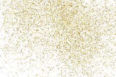 Altın glitter doku üzerinde beyaz izole. Amber renkli arka planı. Altın patlama konfeti. Vektör çizim, eps 10.