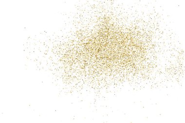 Altın glitter doku üzerinde beyaz izole. Amber renkli arka planı. Altın patlama konfeti. Vektör çizim, eps 10.