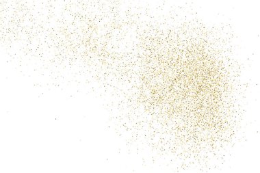 Altın glitter doku üzerinde beyaz izole. Amber renkli arka planı. Altın patlama konfeti. Vektör çizim, eps 10.