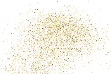 Altın glitter doku üzerinde beyaz izole. Amber renkli arka planı. Altın patlama konfeti. Vektör çizim, eps 10.