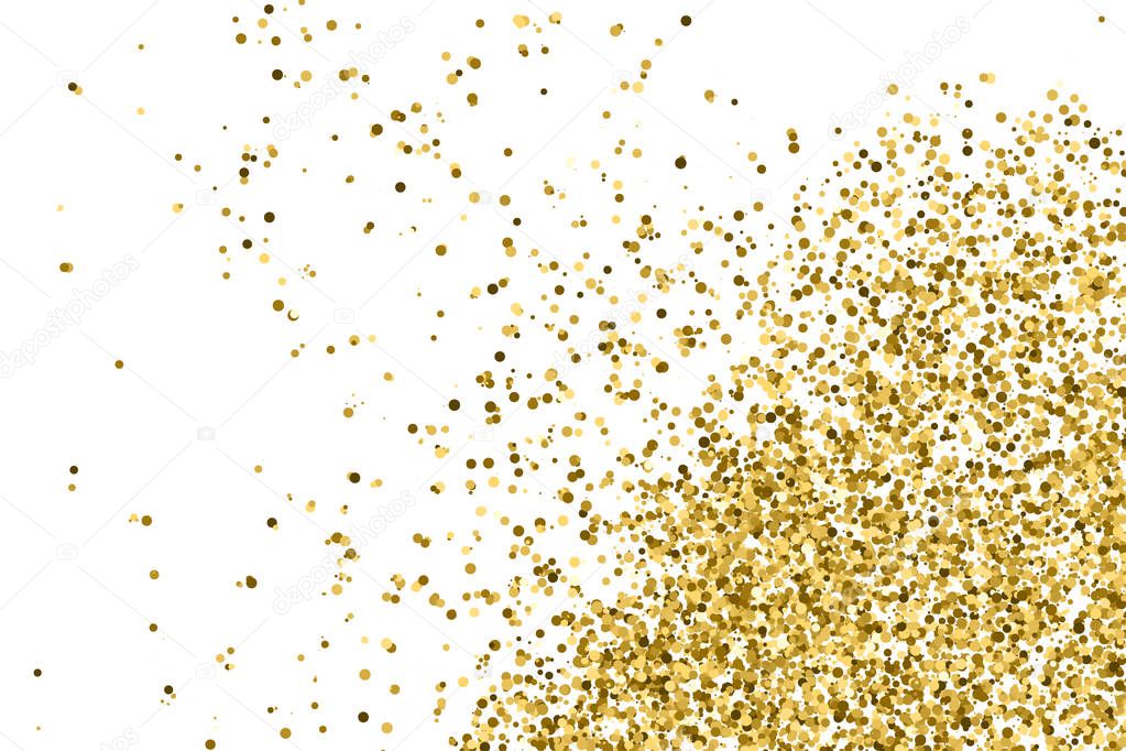 Gold glitter texture isolated on white. Amber color background. Golden explosion of confetti. Vector illustration,eps 10.
