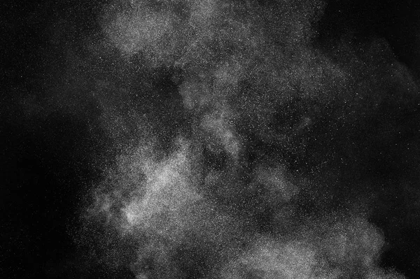 Congelar Movimento Partículas Brancas Sobre Fundo Preto Explosão Textura Sobreposição — Fotografia de Stock