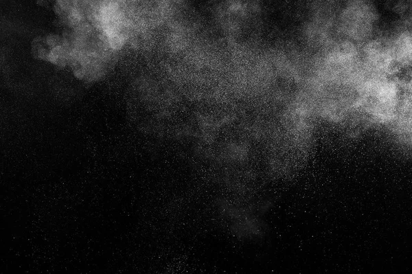 Congelar Movimento Partículas Brancas Sobre Fundo Preto Explosão Textura Sobreposição — Fotografia de Stock