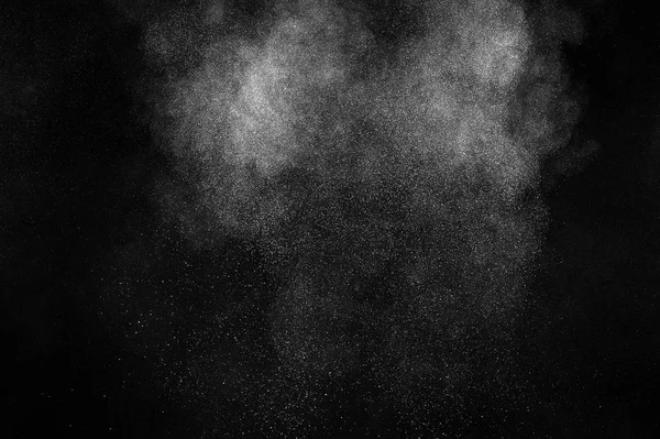 Заморожувати Рух Білих Частинок Чорному Тлі Вибух Пороху Абстрактна Текстура — стокове фото