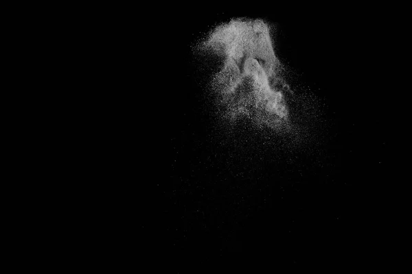 Valkoisten Hiukkasten Jäädyttäminen Mustalla Pohjalla Ruutiräjähdys Abstrakti Pölyn Pintakuviointi — kuvapankkivalokuva