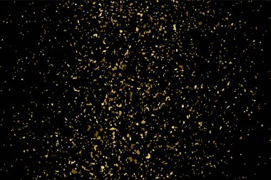 Altın glitter doku siyah izole. Amber parçacıklar renk. Kutlama arka plan. Altın patlama konfeti. Vektör çizim, eps 10.