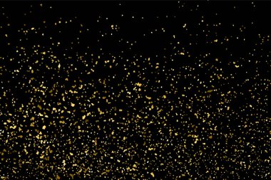 Altın glitter doku siyah izole. Amber parçacıklar renk. Kutlama arka plan. Altın patlama konfeti. Vektör çizim, eps 10.