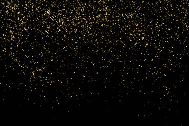 Altın glitter doku siyah izole. Amber parçacıklar renk. Kutlama arka plan. Altın patlama konfeti. Vektör çizim, eps 10.