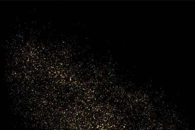 Altın glitter doku siyah izole. Amber parçacıklar renk. Kutlama arka plan. Altın patlama konfeti. Vektör çizim, eps 10.