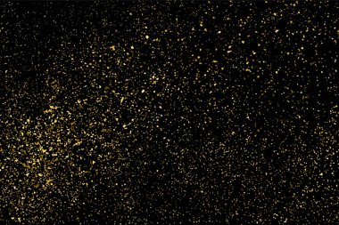 Altın glitter doku siyah izole. Amber parçacıklar renk. Kutlama arka plan. Altın patlama konfeti. Vektör çizim, eps 10.