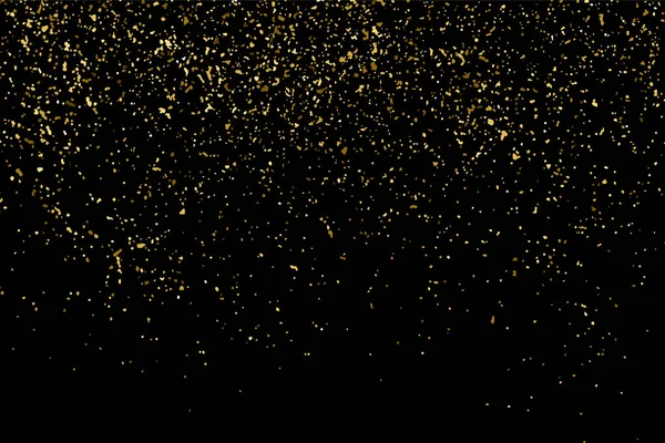 Altın glitter doku siyah izole. Amber parçacıklar renk. Kutlama arka plan. Altın patlama konfeti. Vektör çizim, eps 10.