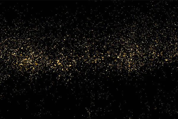 Gouden Glitter Textuur Geïsoleerd Zwart Kleur Van Deeltjes Van Amber — Stockvector