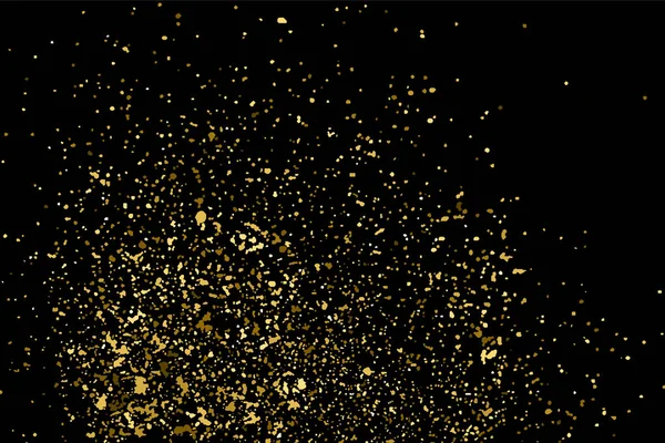 Gold Glitzertextur Isoliert Auf Schwarz Bernstein Teilchen Farbe Feierlicher Hintergrund — Stockvektor